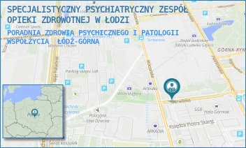 PORADNIA ZDROWIA PSYCHICZNEGO I PATOLOGII WSPÓŁŻYCIA - SPECJALISTYCZNY PSYCHIATRYCZNY ZESPÓŁ OPIEKI ZDROWOTNEJ W ŁODZI - UL. SIERADZKA 11, ŁÓDŹ-GÓRNA